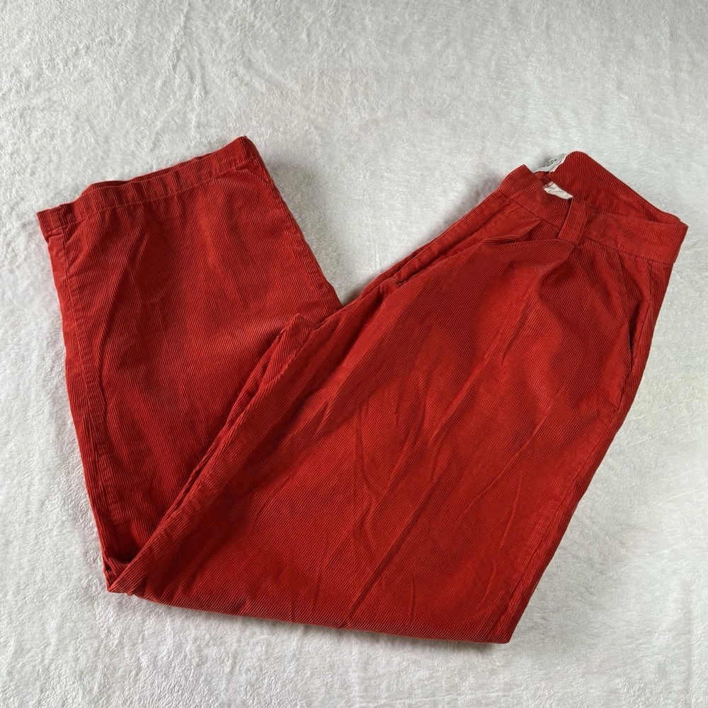 BDG Women Size 0 Hot Red Corduroy High Rise Pants Wide Leg Pleated Front